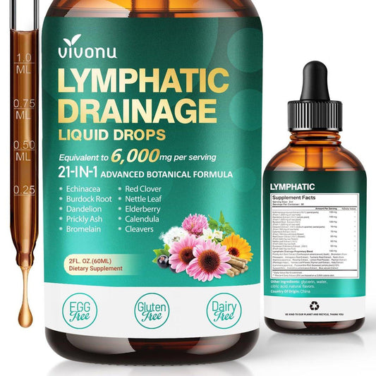 21-in-1 Lymphatische Drainage Tropfen für Liposomale Unterstützung, Immun- & Lymphsystem – Vegan, mit Echinacea, Löwenzahn, Klette, Bromelain, Ringelblume, Kurkuma & mehr – 60 ml