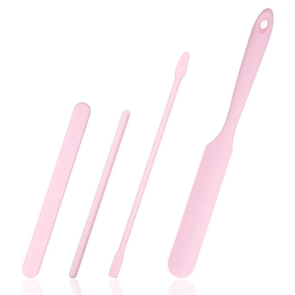 4-teiliges Antihaft-Wachsspatel-Set aus Silikon – Wiederverwendbare Wachsapplikatoren in verschiedenen Größen für den professionellen und privaten Gebrauch (Pink)