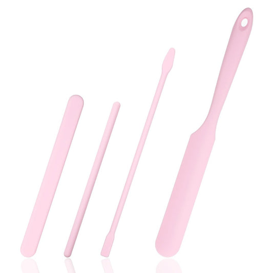 4-teiliges Antihaft-Wachsspatel-Set aus Silikon – Wiederverwendbare Wachsapplikatoren in verschiedenen Größen für den professionellen und privaten Gebrauch (Pink)