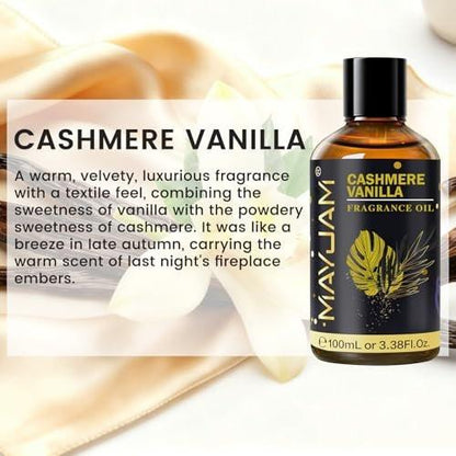 MAYJAM Cashmere Vanilla Duftöl 100 ml – Langanhaltendes ätherisches Öl für Diffuser, Seifen- und Kerzenherstellung