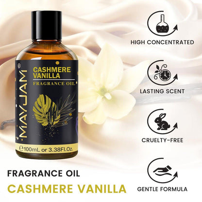 MAYJAM Cashmere Vanilla Duftöl 100 ml – Langanhaltendes ätherisches Öl für Diffuser, Seifen- und Kerzenherstellung