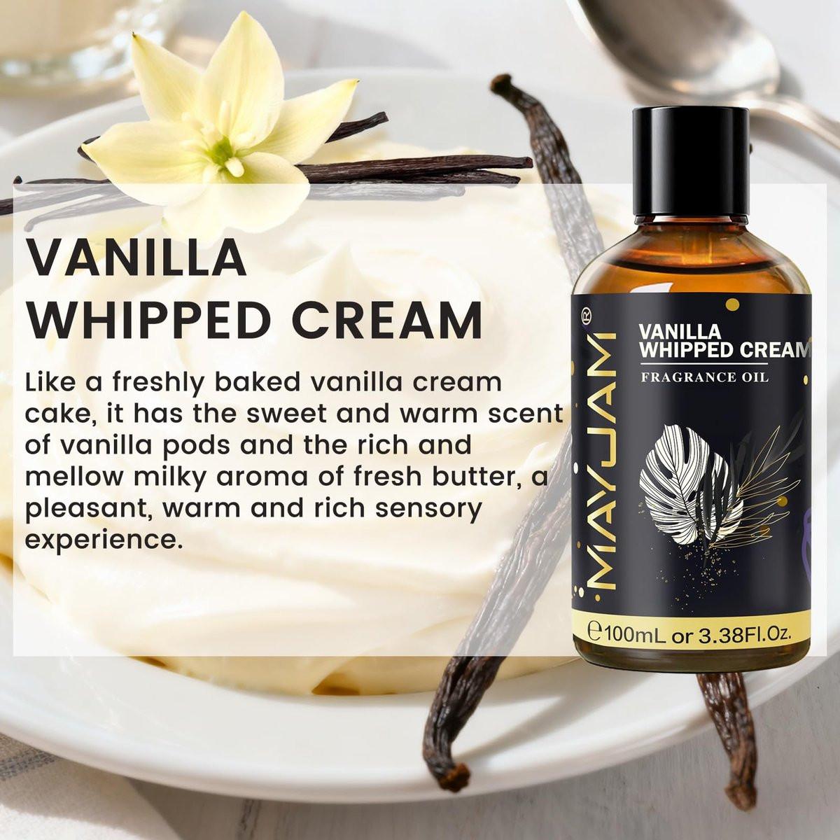 MAYJAM Vanille Schlagsahne Duftöl – 100 ml Ätherisches Öl für Diffuser, Seifen- und Kerzenherstellung, langanhaltender Duft
