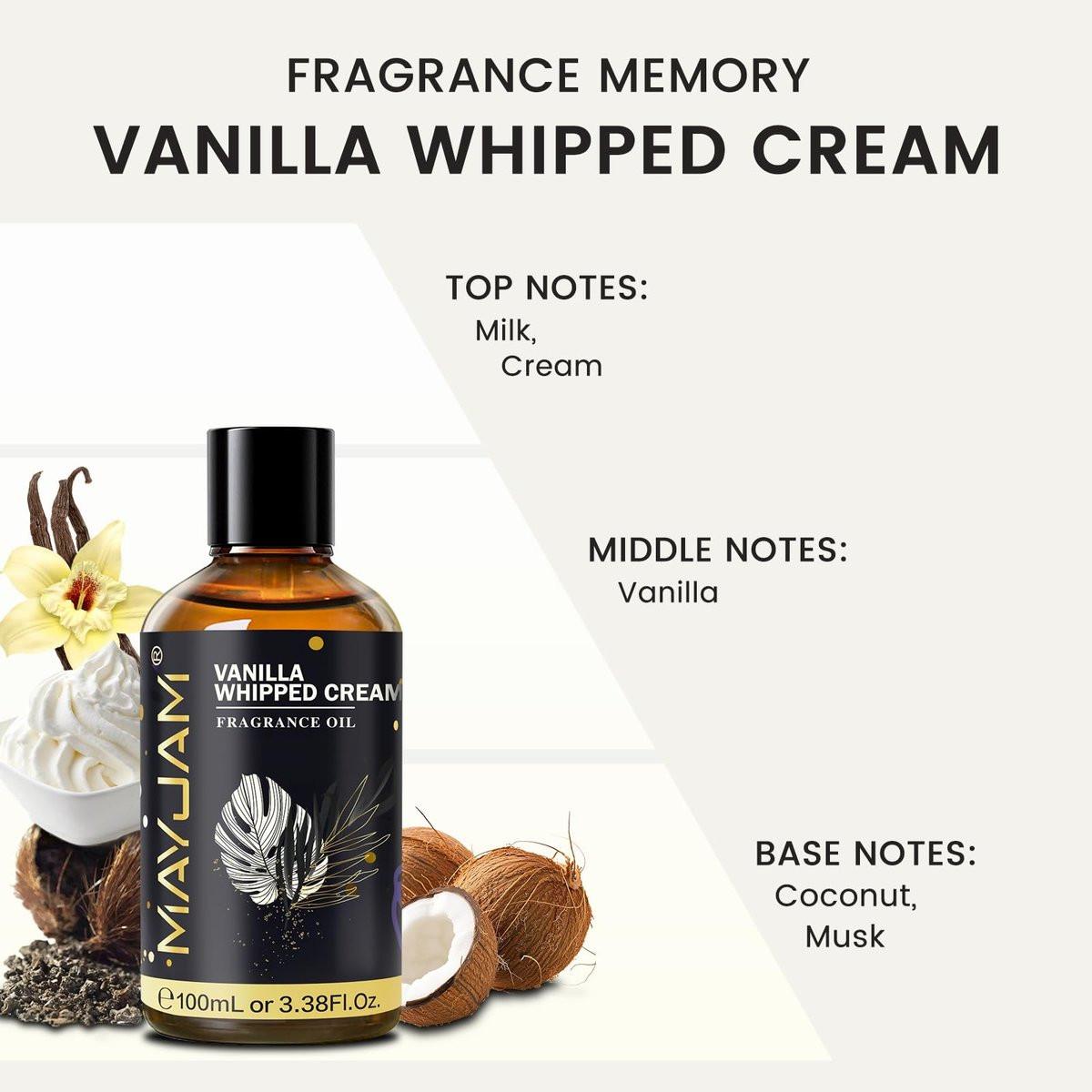 MAYJAM Vanille Schlagsahne Duftöl – 100 ml Ätherisches Öl für Diffuser, Seifen- und Kerzenherstellung, langanhaltender Duft
