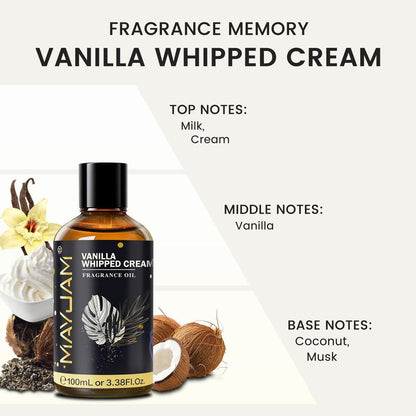 MAYJAM Vanille Schlagsahne Duftöl – 100 ml Ätherisches Öl für Diffuser, Seifen- und Kerzenherstellung, langanhaltender Duft