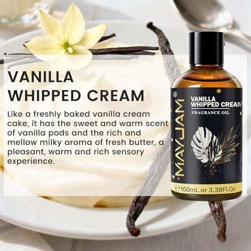 MAYJAM Vanille Schlagsahne Duftöl – 100 ml Ätherisches Öl für Diffuser, Seifen- und Kerzenherstellung, langanhaltender Duft
