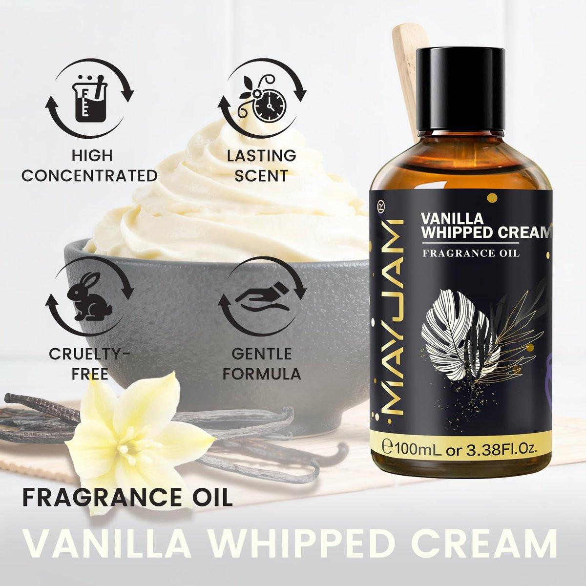 MAYJAM Vanille Schlagsahne Duftöl – 100 ml Ätherisches Öl für Diffuser, Seifen- und Kerzenherstellung, langanhaltender Duft