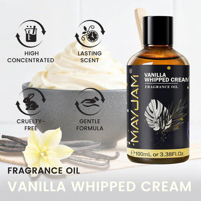 MAYJAM Vanille Schlagsahne Duftöl – 100 ml Ätherisches Öl für Diffuser, Seifen- und Kerzenherstellung, langanhaltender Duft