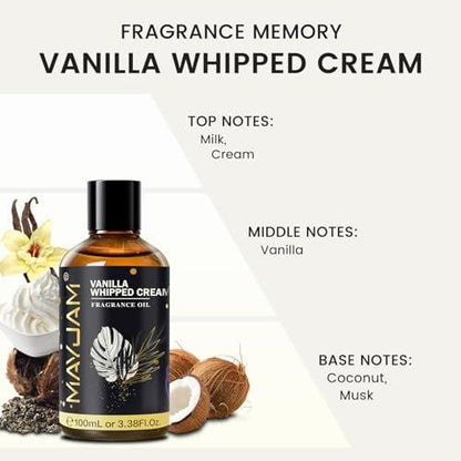 MAYJAM Vanille Schlagsahne Duftöl – 100 ml Ätherisches Öl für Diffuser, Seifen- und Kerzenherstellung, langanhaltender Duft