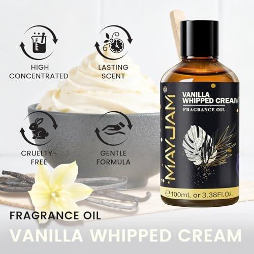MAYJAM Vanille Schlagsahne Duftöl – 100 ml Ätherisches Öl für Diffuser, Seifen- und Kerzenherstellung, langanhaltender Duft
