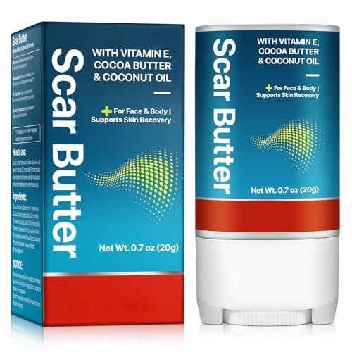 Scar Stick für Narben nach Operationen & Kaiserschnitt – Kakaobutter-Stick mit Vitamin E, 5-in-1 Glättungsformel zur Verbesserung von Textur & Verfärbungen, nicht fettend (0,7 oz)