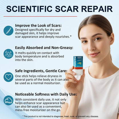 Scar Stick für Narben nach Operationen & Kaiserschnitt – Kakaobutter-Stick mit Vitamin E, 5-in-1 Glättungsformel zur Verbesserung von Textur & Verfärbungen, nicht fettend (0,7 oz)