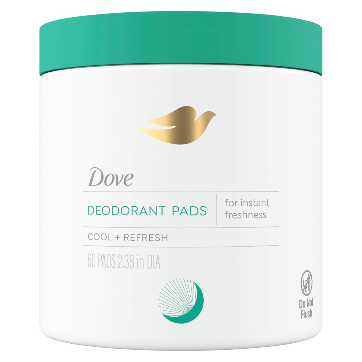 Dove Deodorant Reinigungstücher für Frauen – Neutralisiert Gerüche & Peelt sanft für eine verfeinerte Hauttextur, Duft nach frischer Wasserlilie, 60 Tücher