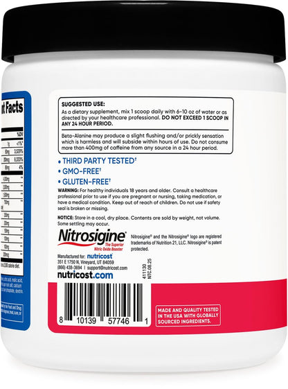 Nutricost Pre-Workout Pulver (Erdbeer-Margarita) 30 Portionen - GMO-frei, Glutenfrei, Vegetarisch