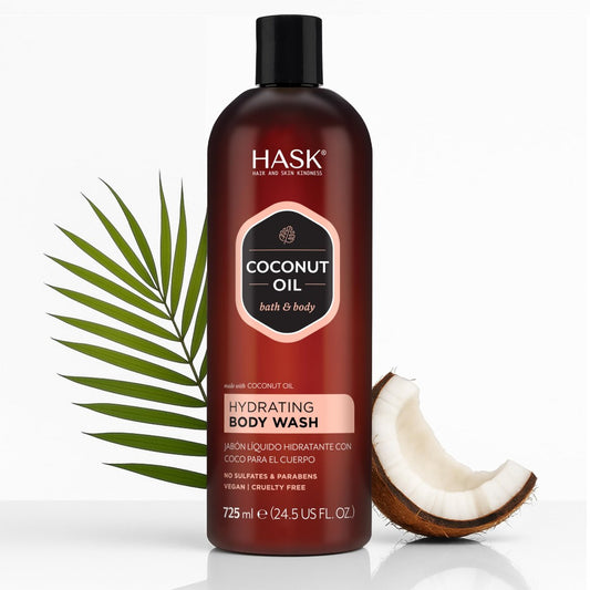 HASK Kokosöl Pflegedusche | Feuchtigkeitsspendend & Hautberuhigend, Vegan, pH-ausgeglichen, Sulfatfrei, Parabenfrei, Glutenfrei & Tierversuchsfrei