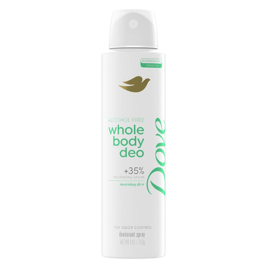 Dove Whole Body Deo Alkoholfreies Deodorant Spray für Frauen Morning Dew 118 ml