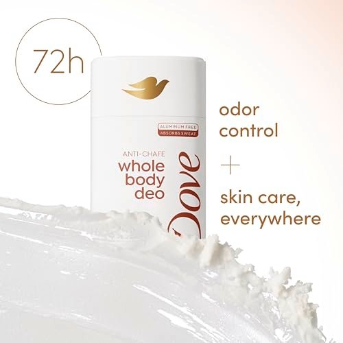 Dove Whole Body Deo Aluminiumfreier Anti-Reibungs-Deodorant-Stick für Frauen, Kokos-Vanille, 68 g