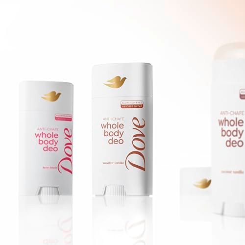 Dove Whole Body Deo Aluminiumfreier Anti-Reibungs-Deodorant-Stick für Frauen, Kokos-Vanille, 68 g