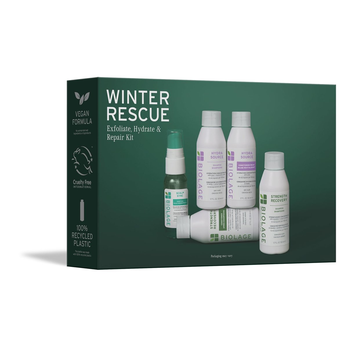 Biolage Winter Rescue Kit – Hydra Source & Strength Cure Mini Shampoo, Conditioner und Scalp Sync Konzentrat – Feuchtigkeitsspendend, reparierend für gesunde Kopfhaut und starkes Haar