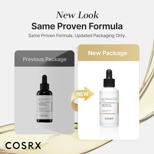 COSRX Pure Vitamin C 13% Serum (Erneuerte Formel) mit Vitamin E & Hyaluronsäure – Koreanisches Vitamin C Serum, feuchtigkeitsspendendes Gesichtsserum gegen feine Linien, ungleichmäßigen Hautton & stumpfe Haut, 0,67 fl.oz, Koreanische Hautpflege