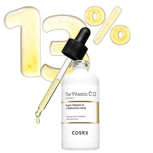 COSRX Pure Vitamin C 13% Serum (Erneuerte Formel) mit Vitamin E & Hyaluronsäure – Koreanisches Vitamin C Serum, feuchtigkeitsspendendes Gesichtsserum gegen feine Linien, ungleichmäßigen Hautton & stumpfe Haut, 0,67 fl.oz, Koreanische Hautpflege