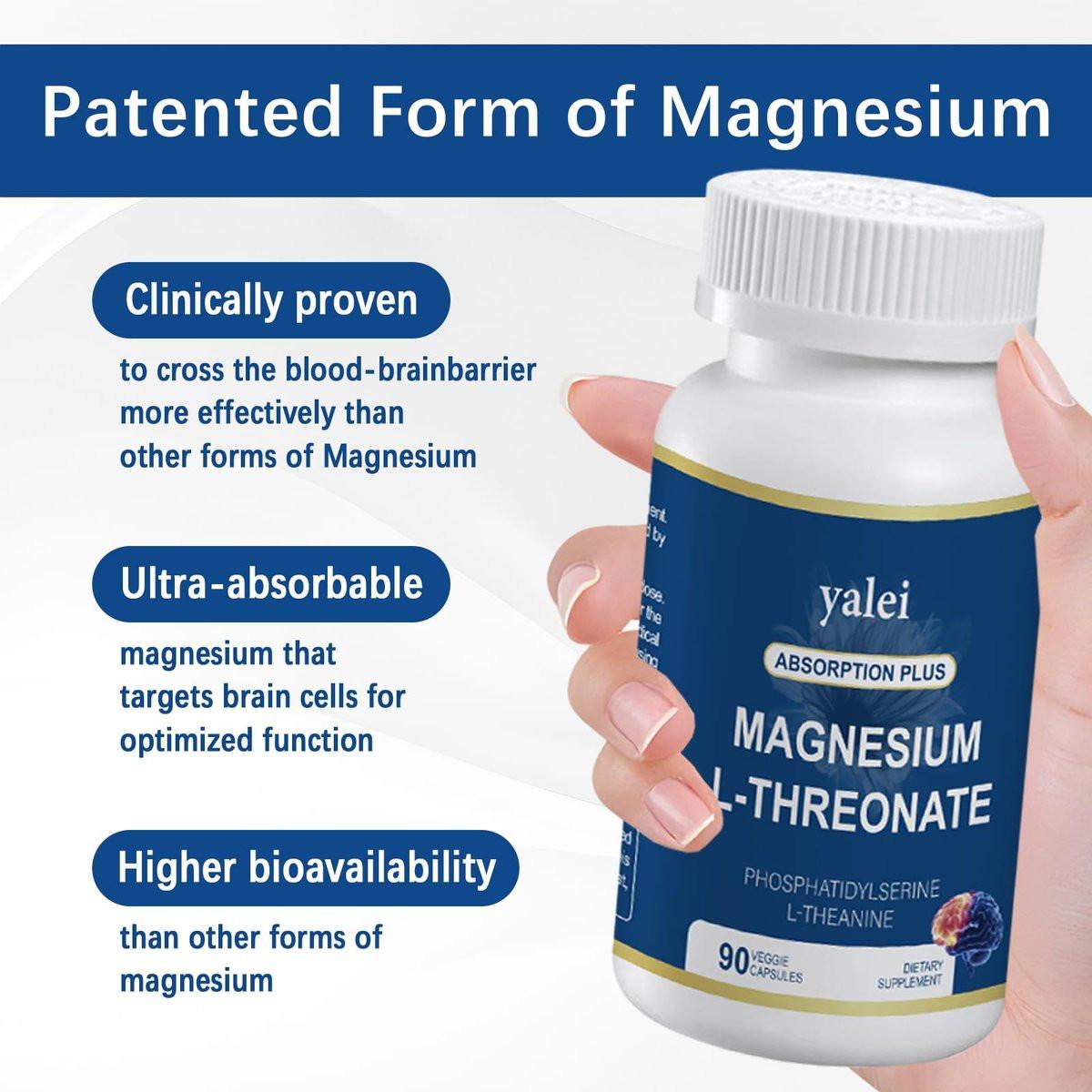 Magnesium L-Threonat 2.000 mg & Magnesiumglycinat 400 mg | 90 Kapseln | Für Muskeln, Schlaf & kognitive Gesundheit | Hoch bioverfügbar | Non-GMO, glutenfrei