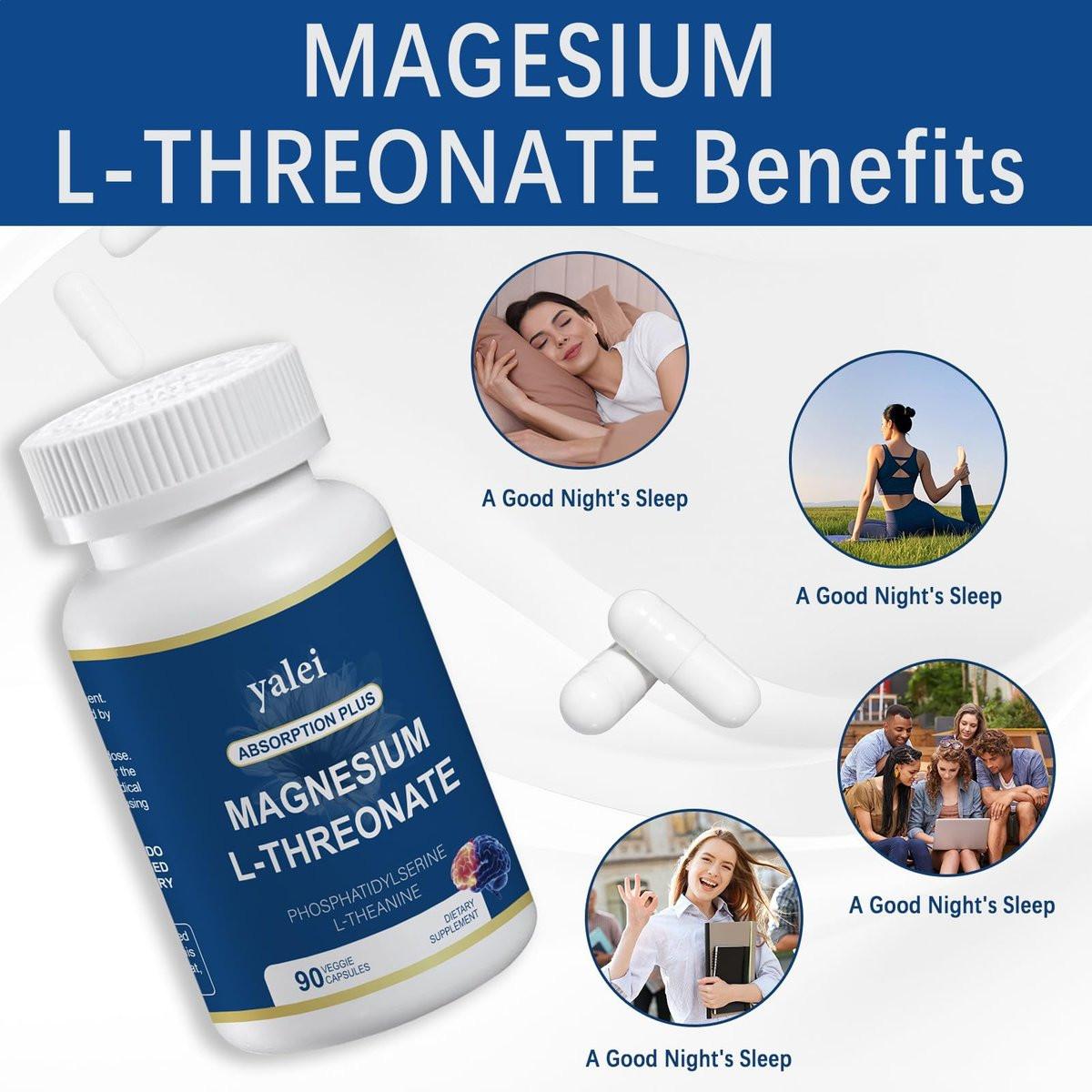 Magnesium L-Threonat 2.000 mg & Magnesiumglycinat 400 mg | 90 Kapseln | Für Muskeln, Schlaf & kognitive Gesundheit | Hoch bioverfügbar | Non-GMO, glutenfrei