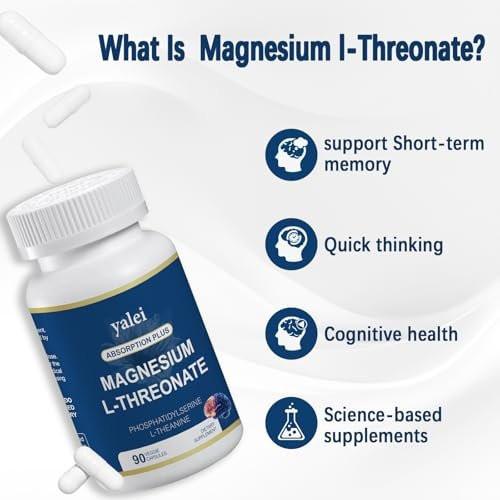 Magnesium L-Threonat 2.000 mg & Magnesiumglycinat 400 mg | 90 Kapseln | Für Muskeln, Schlaf & kognitive Gesundheit | Hoch bioverfügbar | Non-GMO, glutenfrei