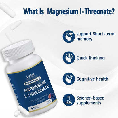 Magnesium L-Threonat 2.000 mg & Magnesiumglycinat 400 mg | 90 Kapseln | Für Muskeln, Schlaf & kognitive Gesundheit | Hoch bioverfügbar | Non-GMO, glutenfrei