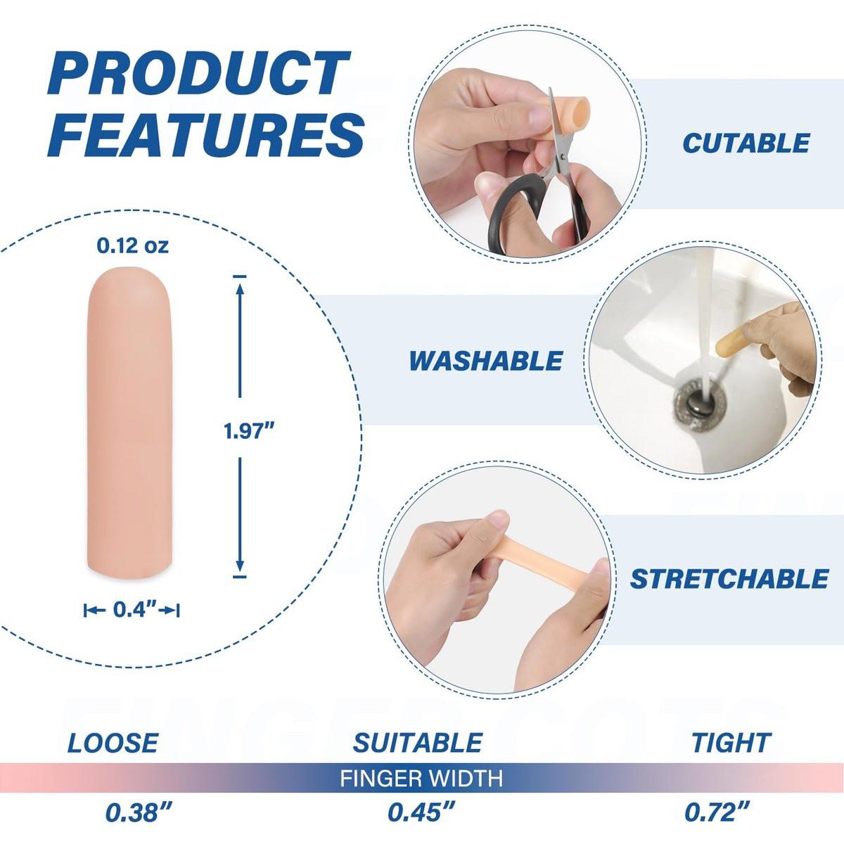 Gel-Fingerlinge aus Silikon – Schutz für Fingerspitzen & Daumen (Nude, S, 10 Stück) – Ideal bei Arthritis, Schrunden, Blasen, Hornhaut, Nagelhaut & Schmerzen