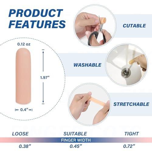 Gel-Fingerlinge aus Silikon – Schutz für Fingerspitzen & Daumen (Nude, S, 10 Stück) – Ideal bei Arthritis, Schrunden, Blasen, Hornhaut, Nagelhaut & Schmerzen