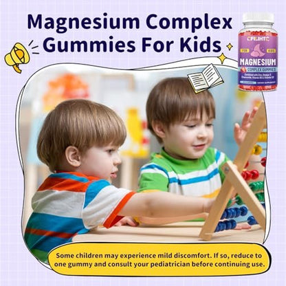 Kids Magnesium Gummies – Magnesiumglycinat Gummibärchen für Kinder mit Zink, Kamille, Omega-3, Vitamin B6, D3 – Für Schlaf, Entspannung, Gehirn, Knochen, Ruhe – Zuckerfrei Erdbeer 60 Stück