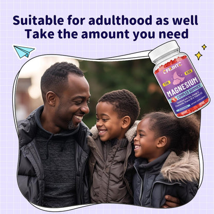 Kids Magnesium Gummies – Magnesiumglycinat Gummibärchen für Kinder mit Zink, Kamille, Omega-3, Vitamin B6, D3 – Für Schlaf, Entspannung, Gehirn, Knochen, Ruhe – Zuckerfrei Erdbeer 60 Stück