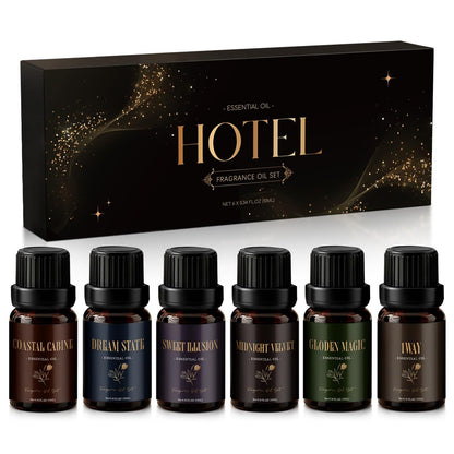 Hotel Collection Diffuser Öl Set – 6x10 ml Duftöl inspiriert von beliebten 5-Sterne-Hotel Düften (My Way, Dream State, Coastal Cabine)