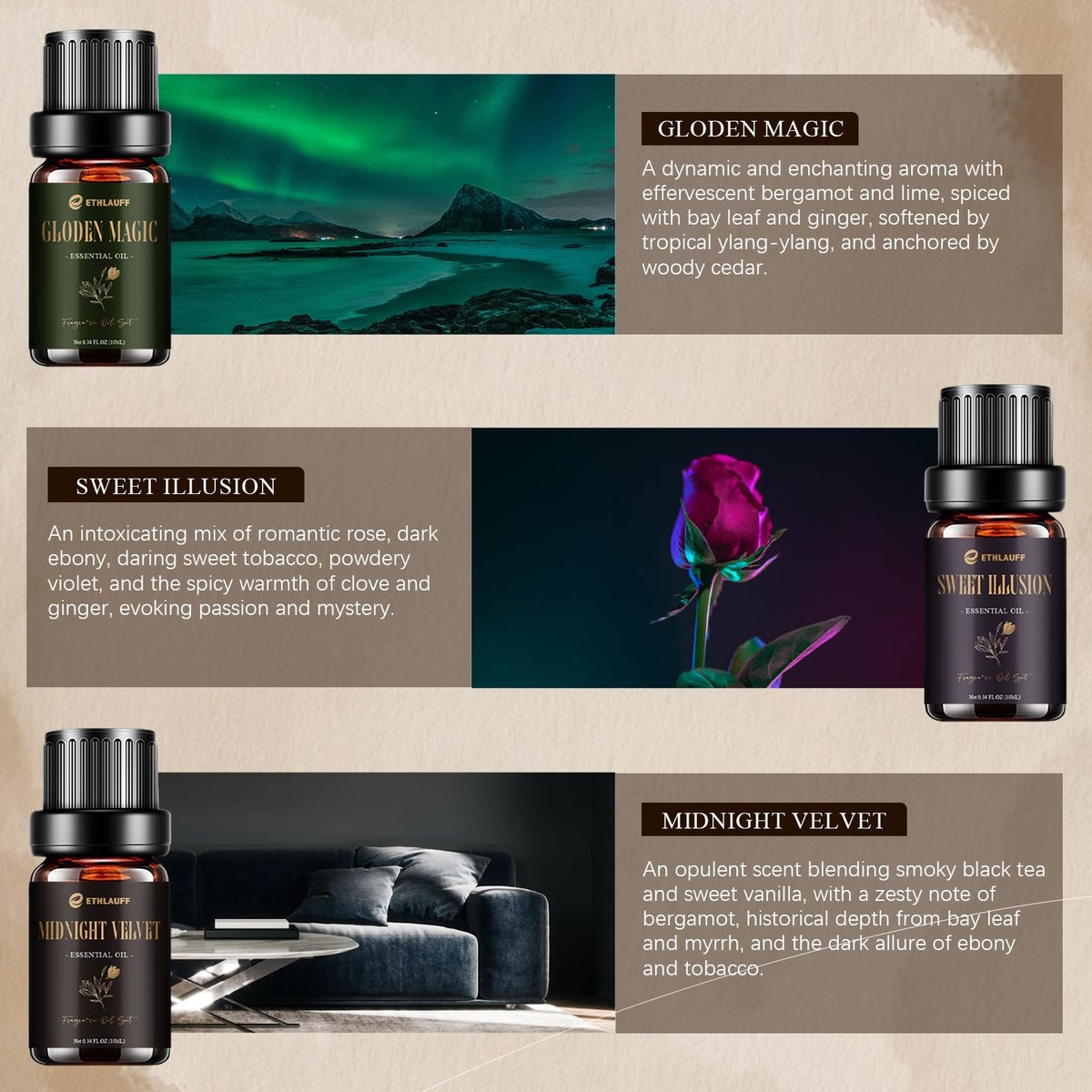 Hotel Collection Diffuser Öl Set – 6x10 ml Duftöl inspiriert von beliebten 5-Sterne-Hotel Düften (My Way, Dream State, Coastal Cabine)