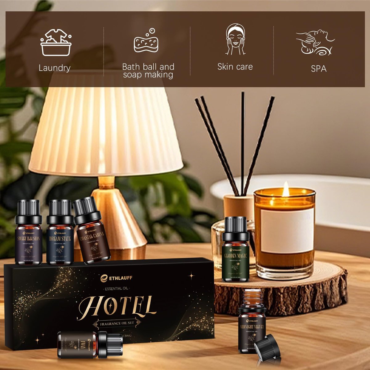 Hotel Collection Diffuser Öl Set – 6x10 ml Duftöl inspiriert von beliebten 5-Sterne-Hotel Düften (My Way, Dream State, Coastal Cabine)