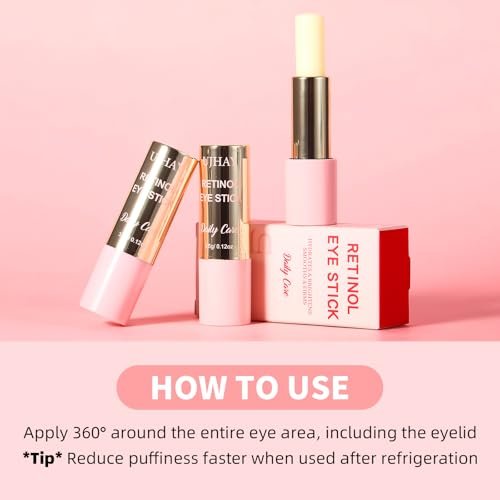 Anti-Aging Retinol Augenstift – Dunkle Augenringe Korrektur & Schwellungen Reduzierer, All-in-One Augenpflegestift für Falten & Tränensäcke, mit Koffein, Vitamin C & Niacinamid, Feuchtigkeitsspendend & Straffend
