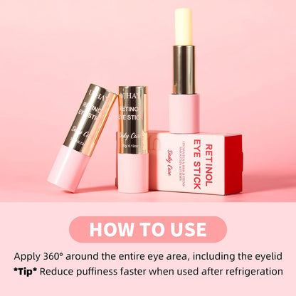 Anti-Aging Retinol Augenstift – Dunkle Augenringe Korrektur & Schwellungen Reduzierer, All-in-One Augenpflegestift für Falten & Tränensäcke, mit Koffein, Vitamin C & Niacinamid, Feuchtigkeitsspendend & Straffend