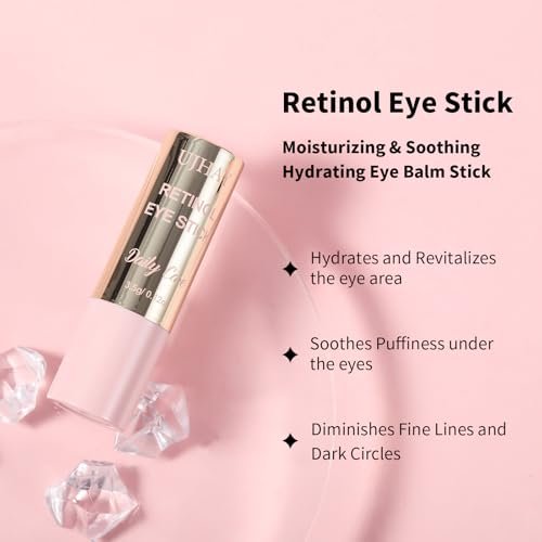 Anti-Aging Retinol Augenstift – Dunkle Augenringe Korrektur & Schwellungen Reduzierer, All-in-One Augenpflegestift für Falten & Tränensäcke, mit Koffein, Vitamin C & Niacinamid, Feuchtigkeitsspendend & Straffend