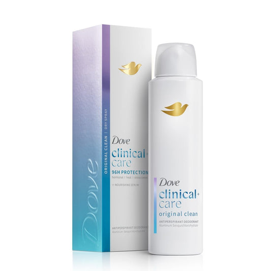 Dove Clinical + Care Antiperspirant Deodorant Trockenspray für Frauen Original Clean mit pflegendem Serum 3,8 oz