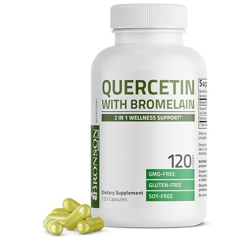 Bronson Quercetin mit Bromelain 2-in-1 Wellness Unterstützung, Non-GMO, 120 Kapseln