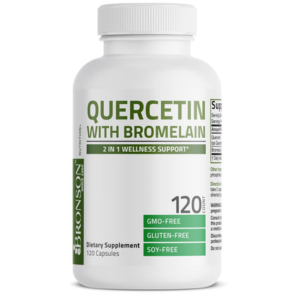 Bronson Quercetin mit Bromelain 2-in-1 Wellness Unterstützung, Non-GMO, 120 Kapseln