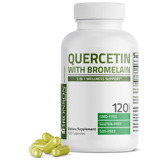 Bronson Quercetin mit Bromelain 2-in-1 Wellness Unterstützung, Non-GMO, 120 Kapseln