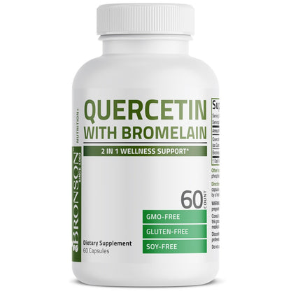Bronson Quercetin mit Bromelain 2-in-1 Wellness-Unterstützung, Non-GMO, 60 Kapseln