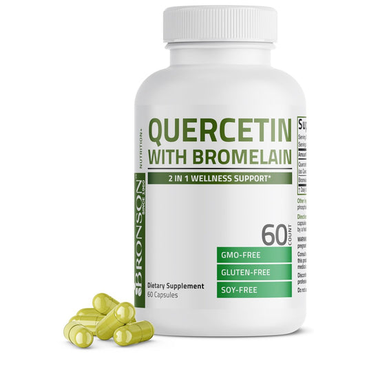 Bronson Quercetin mit Bromelain 2-in-1 Wellness-Unterstützung, Non-GMO, 60 Kapseln