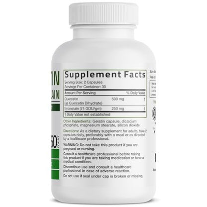 Bronson Quercetin mit Bromelain 2-in-1 Wellness-Unterstützung, Non-GMO, 60 Kapseln
