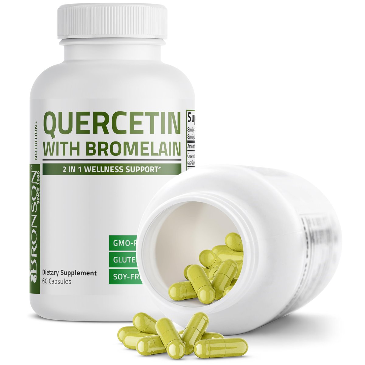 Bronson Quercetin mit Bromelain 2-in-1 Wellness-Unterstützung, Non-GMO, 60 Kapseln