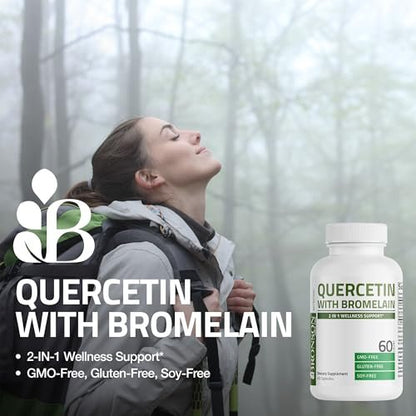 Bronson Quercetin mit Bromelain 2-in-1 Wellness-Unterstützung, Non-GMO, 60 Kapseln