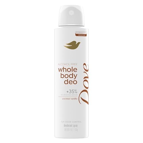 Dove Whole Body Deo Alkoholfreies Deodorant Spray für Frauen – Kokosnuss & Vanille 118 ml