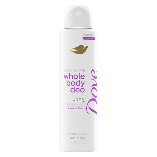 Dove Whole Body Deo Alkoholfreies Deodorant Spray für Frauen 72h Geruchskontrolle Lavendelblüte 118 ml