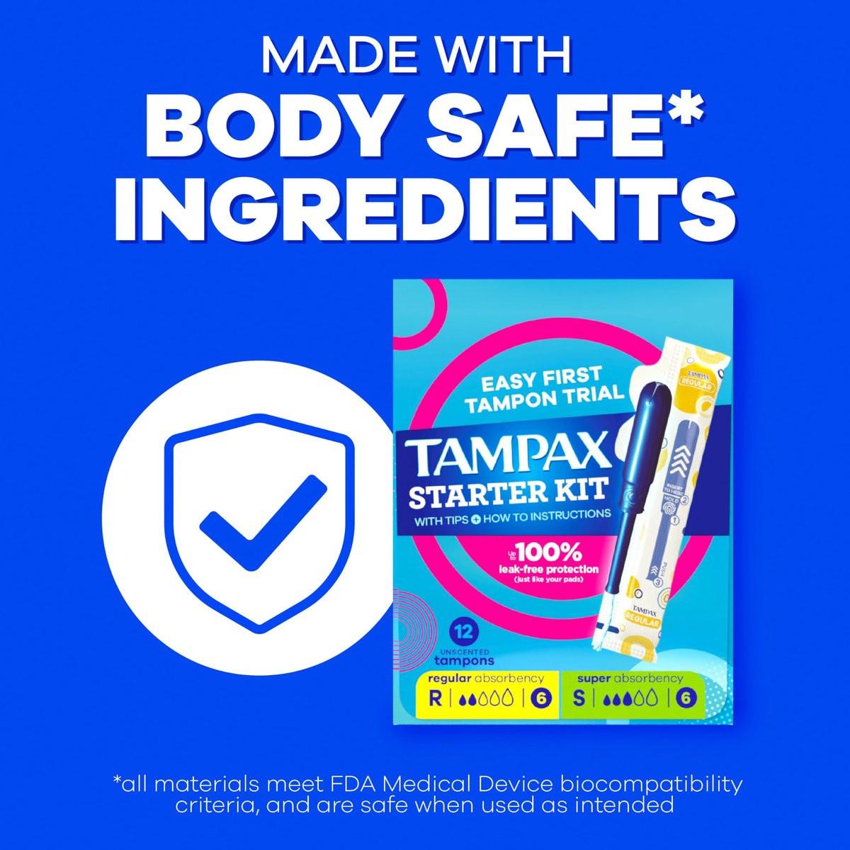 Tampax Starter Kit Multipack, mit LeakGuard Geflecht, Regular/Super Saugstärke, einfacher erster Tampon-Versuch, unparfümiert, 12 Stück
